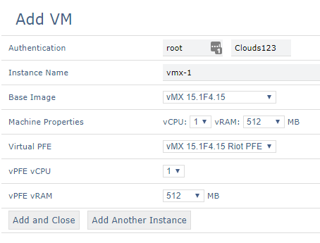 This is how it looks when adding a vMX with RIOT PFE